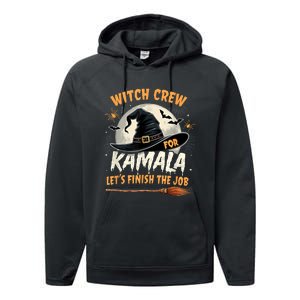 Halloween Witch Kamala Harris Witch Crew For Kamala 2024 Performance Fleece Hoodie