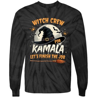 Halloween Witch Kamala Harris Witch Crew For Kamala 2024 Tie-Dye Long Sleeve Shirt