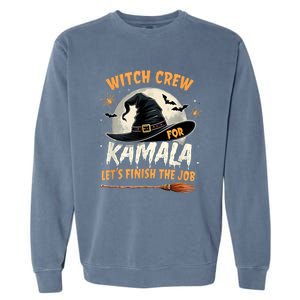 Halloween Witch Kamala Harris Witch Crew For Kamala 2024 Garment-Dyed Sweatshirt