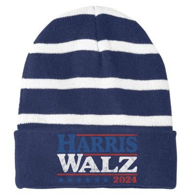 Harris Waltz Kamala Harris Tim Waltz 2024 Vintage Election Striped Beanie with Solid Band