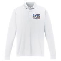 Harris Waltz Kamala Harris Tim Waltz 2024 Vintage Election Performance Long Sleeve Polo