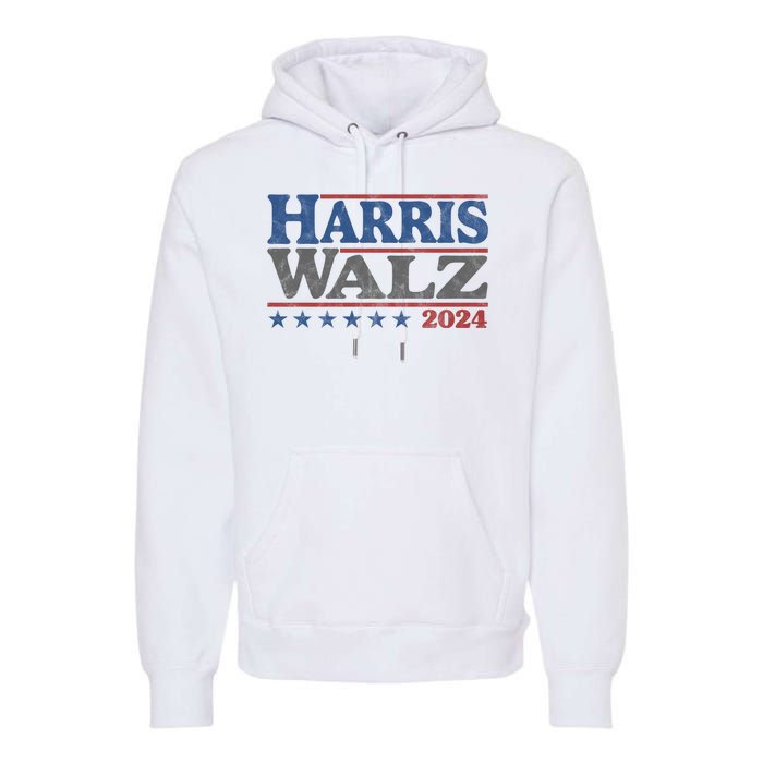 Harris Waltz Kamala Harris Tim Waltz 2024 Vintage Election Premium Hoodie