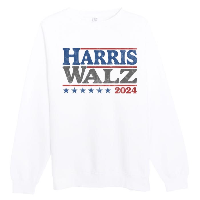 Harris Waltz Kamala Harris Tim Waltz 2024 Vintage Election Premium Crewneck Sweatshirt