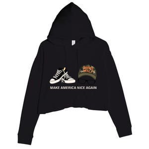 Harris Walz Kamal Make America Nice Again Kamala Rally Crop Fleece Hoodie