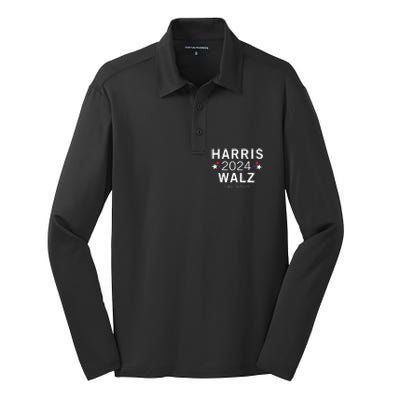 Harris Walz Kamala Democrat Voting Presidential Election Silk Touch Performance Long Sleeve Polo