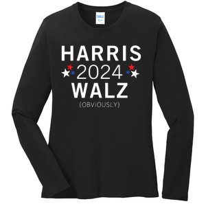 Harris Walz Kamala Democrat Voting Presidential Election Ladies Long Sleeve Shirt