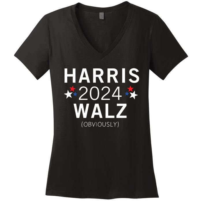 Harris Walz Kamala Democrat Voting Presidential Election Women's V-Neck T-Shirt