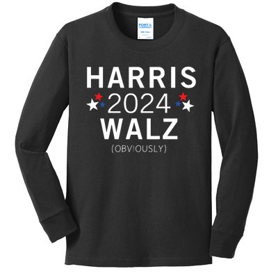 Harris Walz Kamala Democrat Voting Presidential Election Kids Long Sleeve Shirt