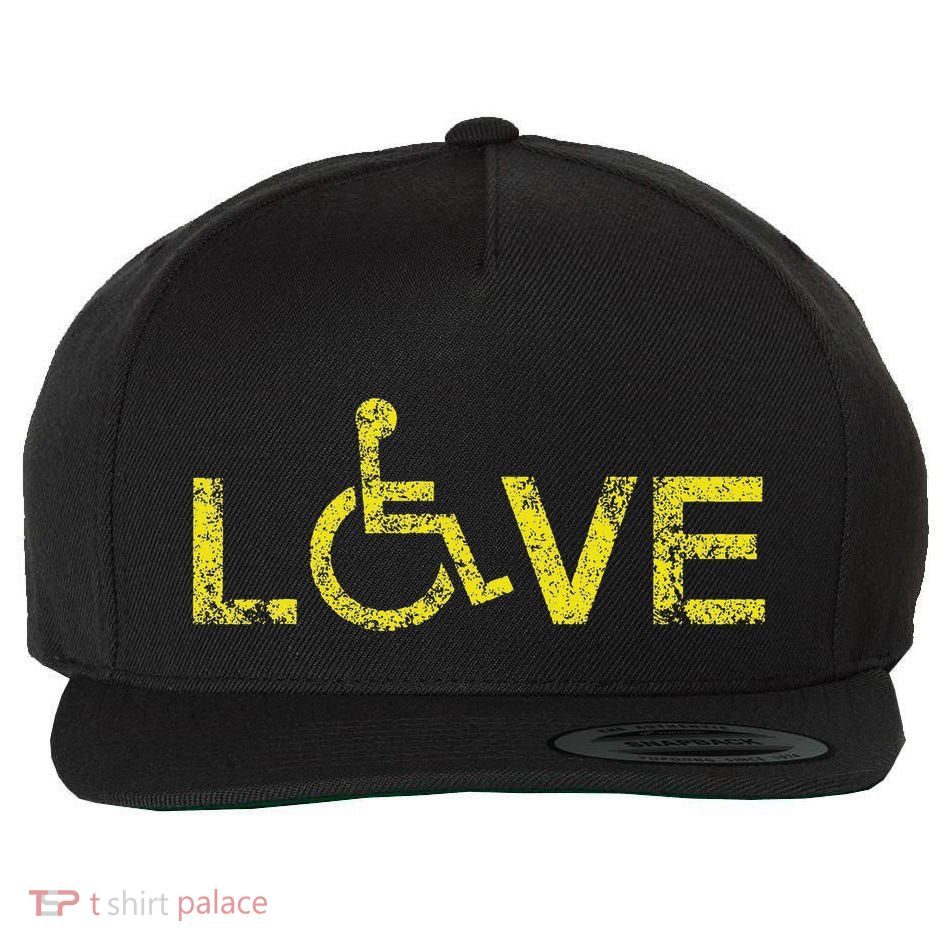 Handicap Wheelchair Love Wool Snapback Cap
