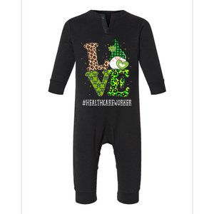 Healthcare Worker Love St Patricks Day Gnome Leopard Gift Infant Fleece One Piece