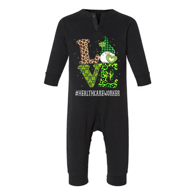 Healthcare Worker Love St Patricks Day Gnome Leopard Gift Infant Fleece One Piece