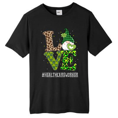 Healthcare Worker Love St Patricks Day Gnome Leopard Gift Tall Fusion ChromaSoft Performance T-Shirt