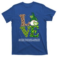 Healthcare Worker Love St Patricks Day Gnome Leopard Gift T-Shirt