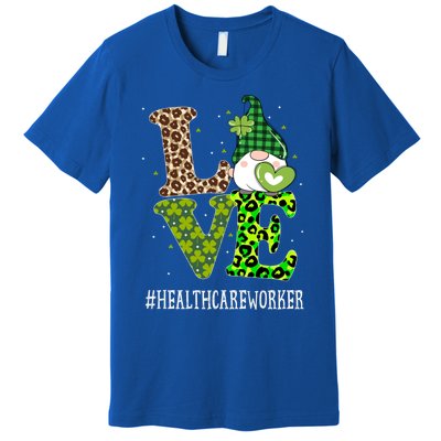 Healthcare Worker Love St Patricks Day Gnome Leopard Gift Premium T-Shirt