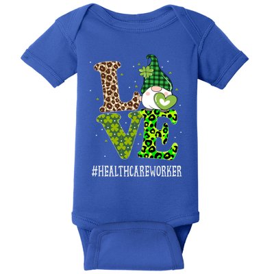 Healthcare Worker Love St Patricks Day Gnome Leopard Gift Baby Bodysuit