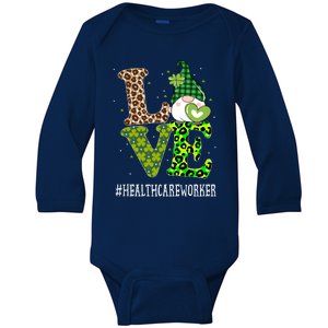 Healthcare Worker Love St Patricks Day Gnome Leopard Gift Baby Long Sleeve Bodysuit