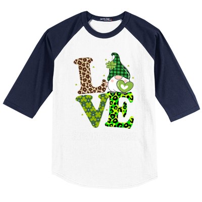 Healthcare Worker Love St Patricks Day Gnome Leopard Gift Baseball Sleeve Shirt