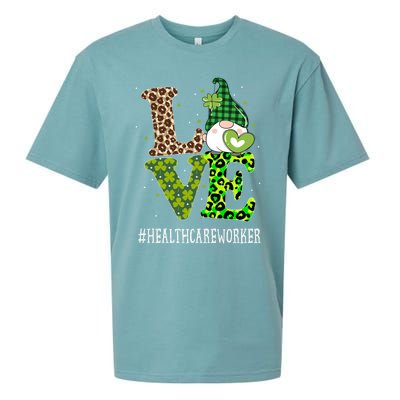 Healthcare Worker Love St Patricks Day Gnome Leopard Gift Sueded Cloud Jersey T-Shirt