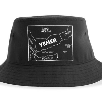 Handdrawn White Line Map Of Yemen And Neighboring Countries Sustainable Bucket Hat