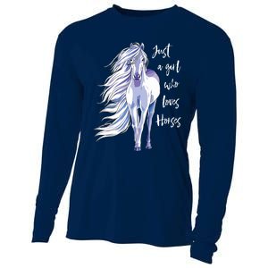 Horse Who Loves Horseback Riding Equestrian Farm Cooling Performance Long Sleeve Crew