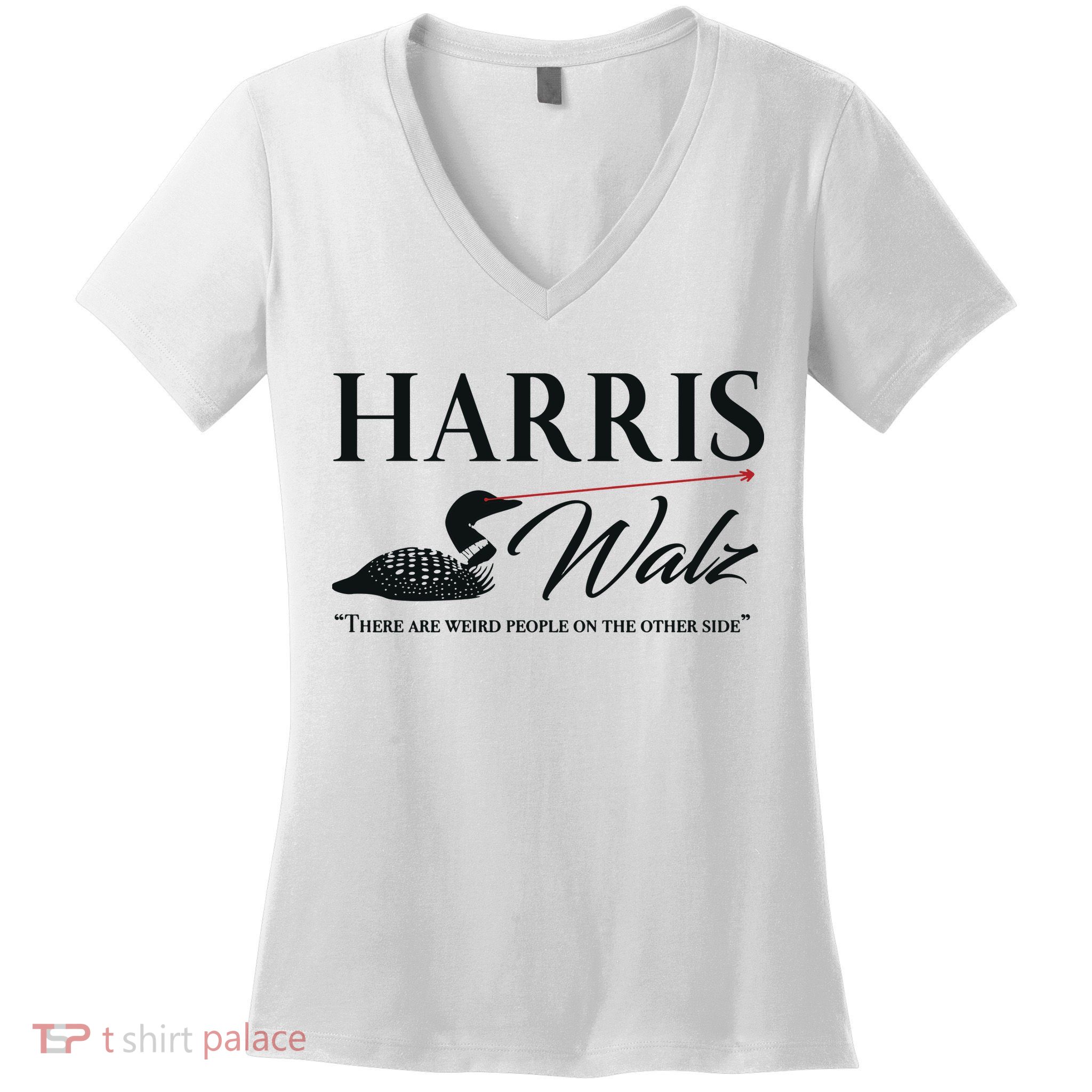 Harris Walz Laser Loon Weird Campaign Women's V-Neck T-Shirt