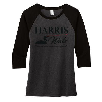 Harris Walz Laser Loon Weird Campaign Women's Tri-Blend 3/4-Sleeve Raglan Shirt