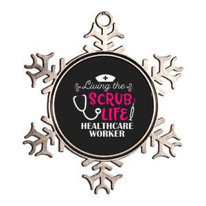 Healthcare Worker Living The Scrub Life Nursing Lover Metallic Star Ornament