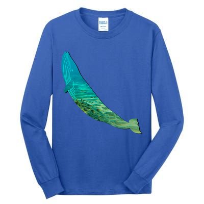 Humpback Whale Lovers Silhouette Earth Day And Ocean Week Gift Tall Long Sleeve T-Shirt