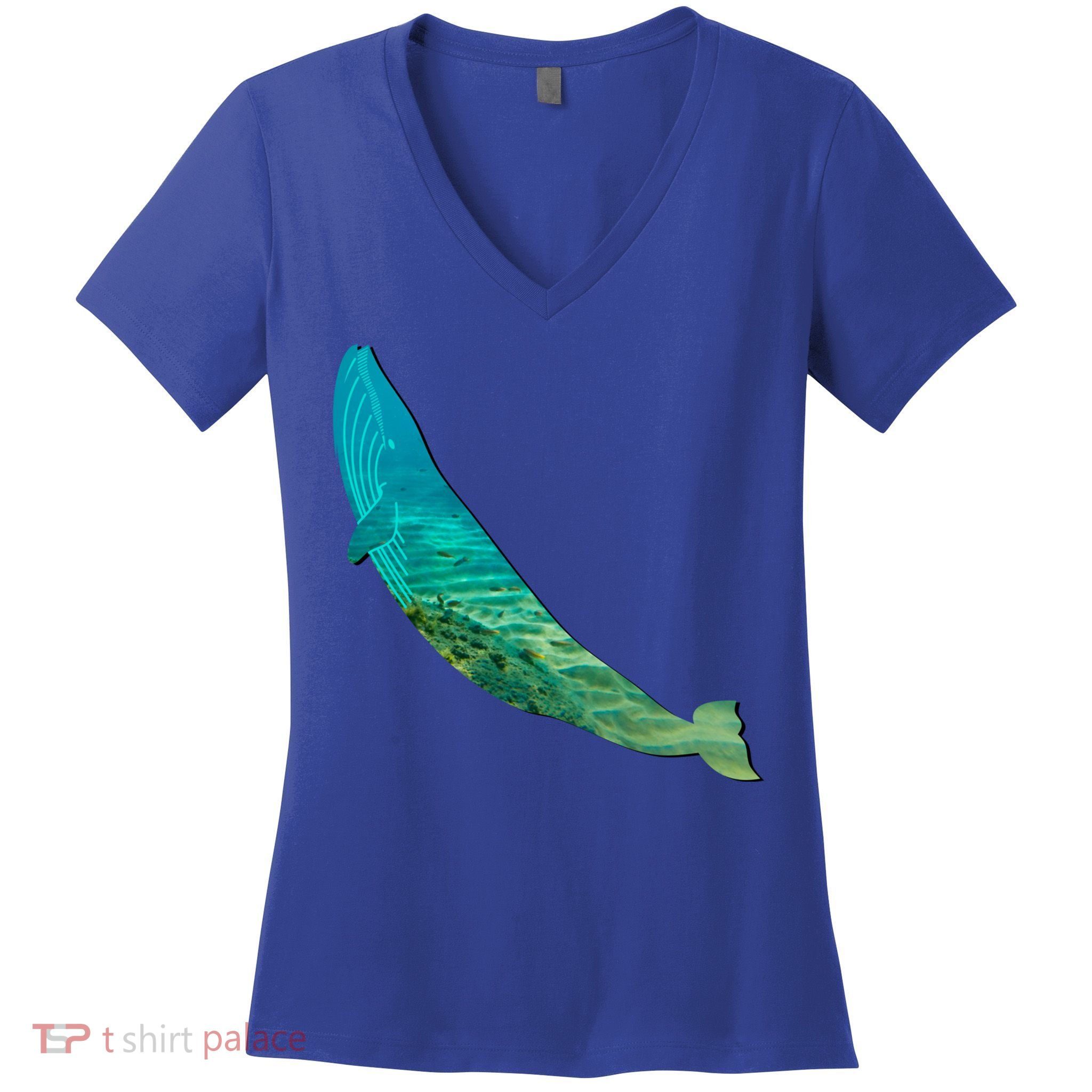 Humpback Whale Lovers Silhouette Earth Day And Ocean Week Gift Women's V-Neck T-Shirt
