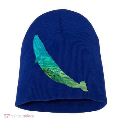 Humpback Whale Lovers Silhouette Earth Day And Ocean Week Gift Short Acrylic Beanie