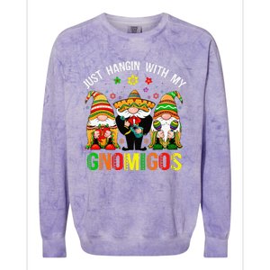 Hangin With My Gnomigos 3 Mexican Gnomes Cinco De Mayo Colorblast Crewneck Sweatshirt