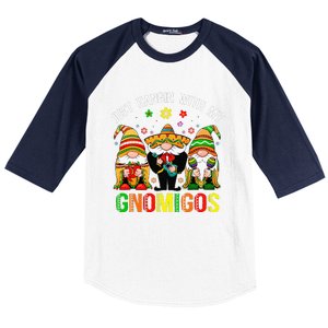 Hangin With My Gnomigos 3 Mexican Gnomes Cinco De Mayo Baseball Sleeve Shirt