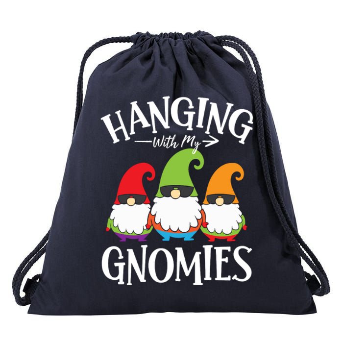 Hanging With My Gnomies Gnomes Christmas Squad Drawstring Bag