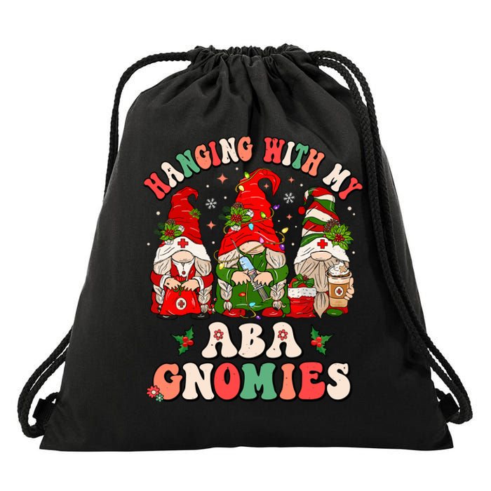 Hanging With My Aba Gnomies Cute Christmas Aba Therapy Drawstring Bag