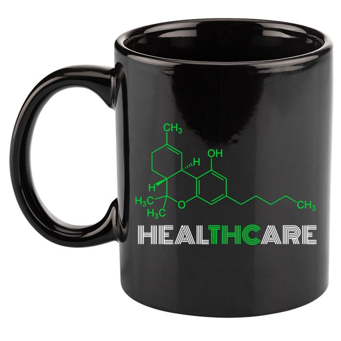 Healthcare Weed Molecule Funny 11oz C Handle Ceramic Mug