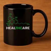 Healthcare Weed Molecule Funny 11oz C Handle Ceramic Mug