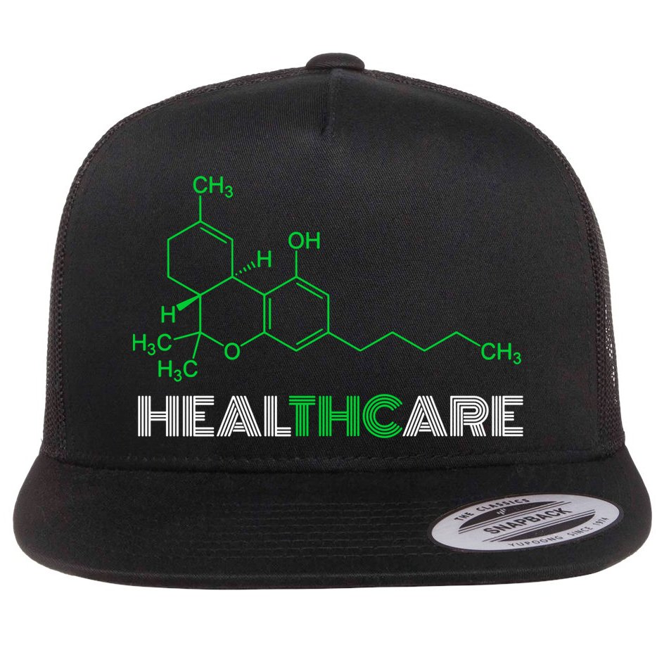 Healthcare Weed Molecule Funny Flat Bill Trucker Hat