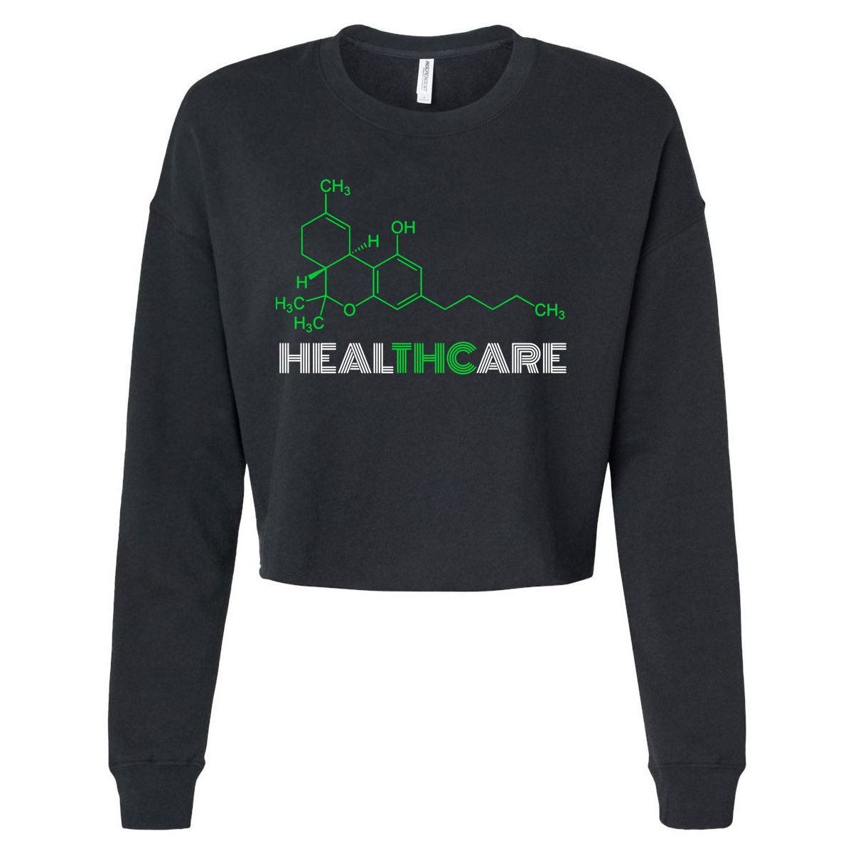 Healthcare Weed Molecule Funny Cropped Pullover Crew