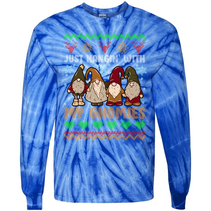 Hangin With My Gnomies Adorable Christmas Gnome Lover Great Gift Tie-Dye Long Sleeve Shirt