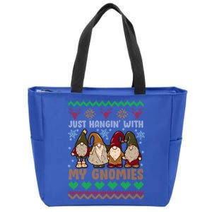 Hangin With My Gnomies Adorable Christmas Gnome Lover Great Gift Zip Tote Bag