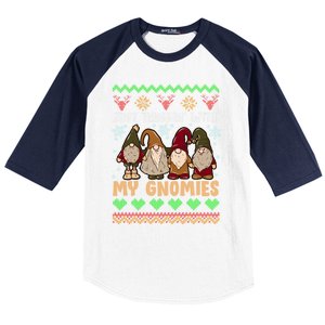 Hangin With My Gnomies Adorable Christmas Gnome Lover Great Gift Baseball Sleeve Shirt