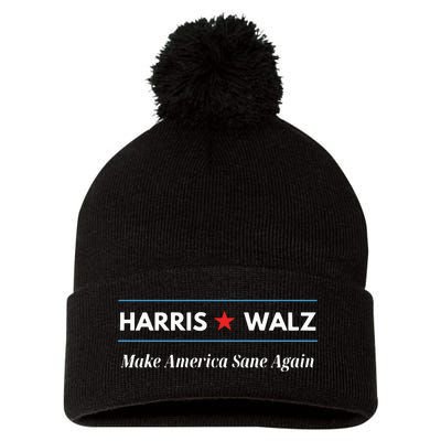 Harris Walz Make America Sane Again Pom Pom 12in Knit Beanie