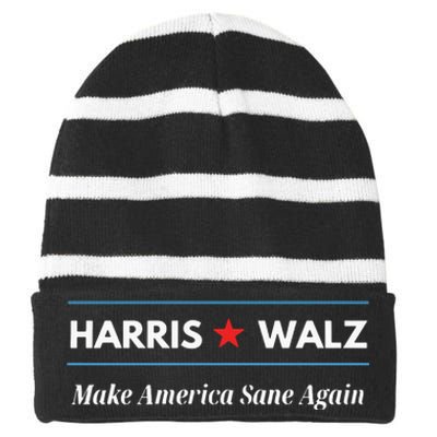 Harris Walz Make America Sane Again Striped Beanie with Solid Band