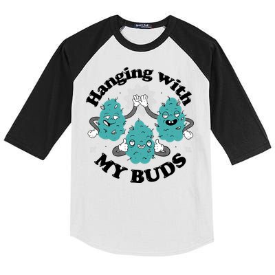 Hanging With My Buds Funny Marijuana Kids Colorblock Raglan Jersey