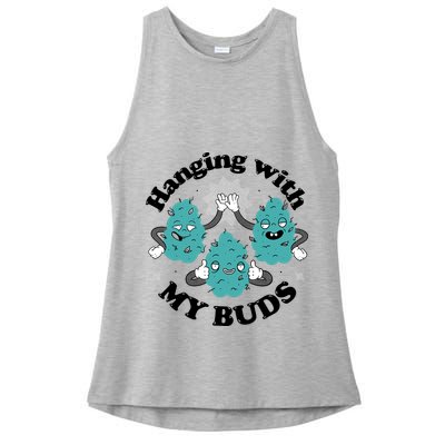 Hanging With My Buds Funny Marijuana Ladies PosiCharge Tri-Blend Wicking Tank