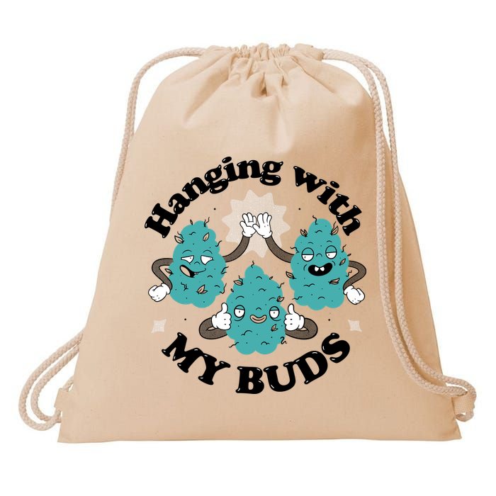 Hanging With My Buds Funny Marijuana Drawstring Bag