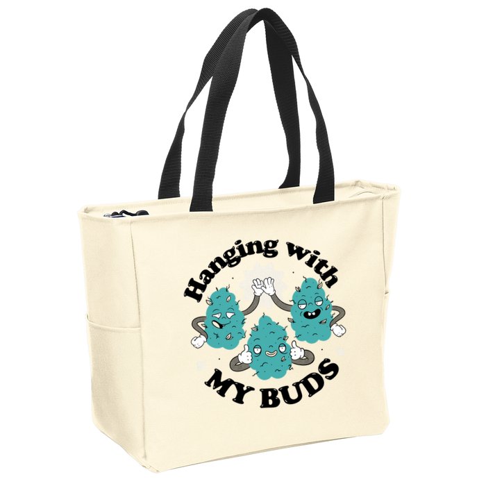 Hanging With My Buds Funny Marijuana Zip Tote Bag