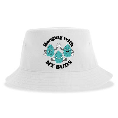 Hanging With My Buds Funny Marijuana Sustainable Bucket Hat