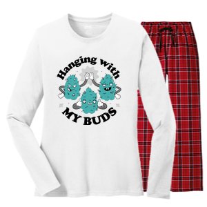 Hanging With My Buds Funny Marijuana Women's Long Sleeve Flannel Pajama Set 