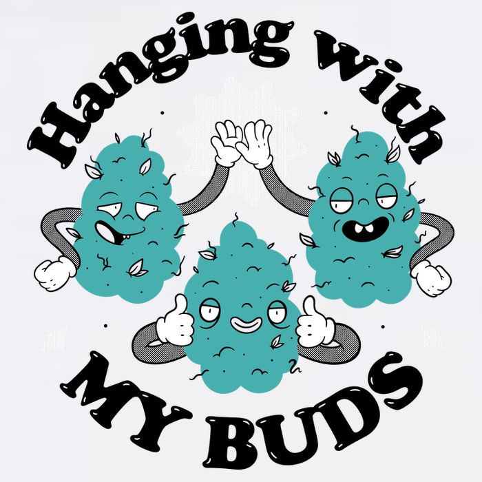 Hanging With My Buds Funny Marijuana Flatbill Hat